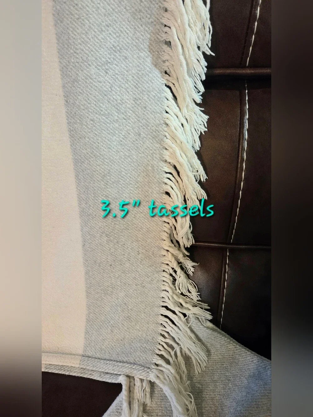 ROCA HOME: Soft Striped Fringe Throw in Light Gray and White